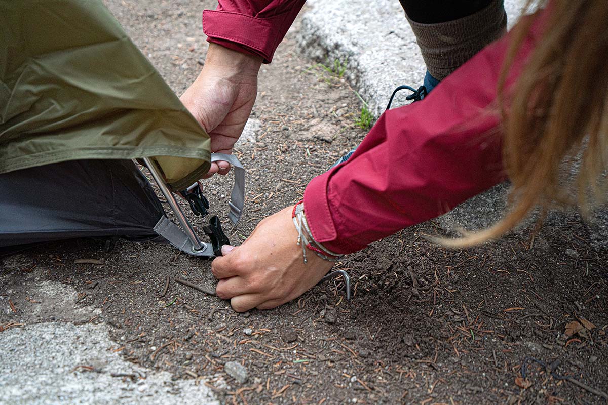 Attaching rainfly to tent body (REI Co-op Passage 2 backpacking tent)