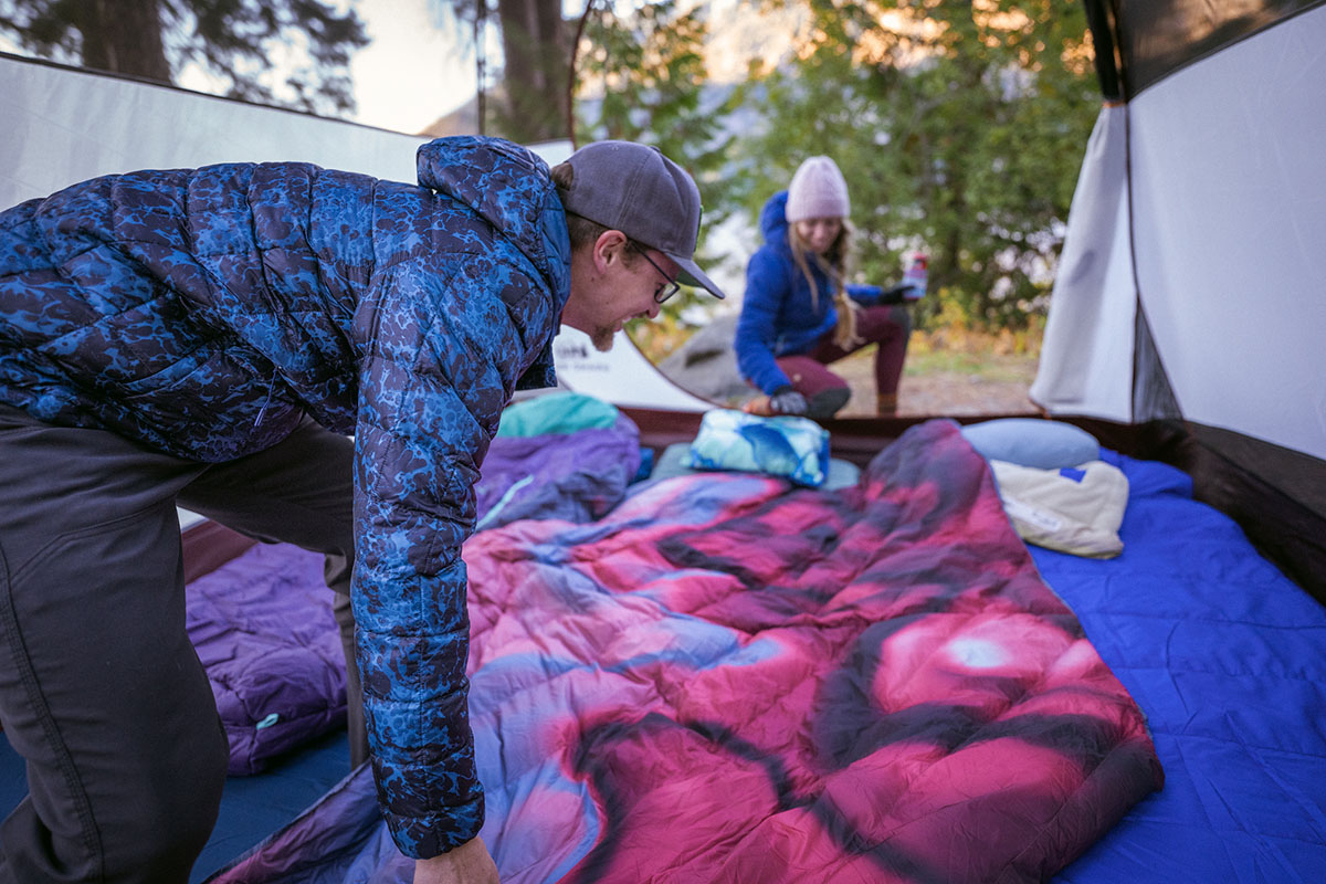 Camping blanket (laying down Kelty Galactic inside tent)