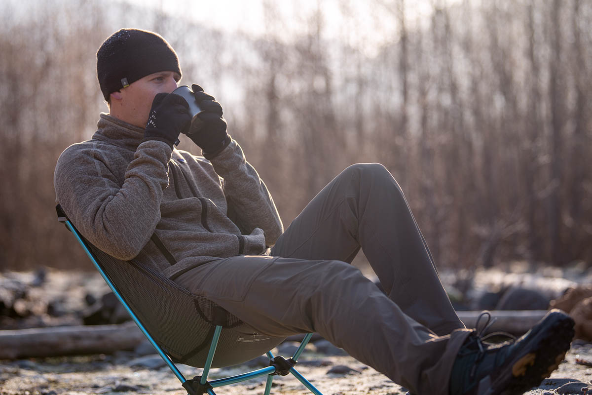 Camping chair (morning coffee in the Helinox Chair Zero)