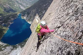 Climbing backpack (following route)