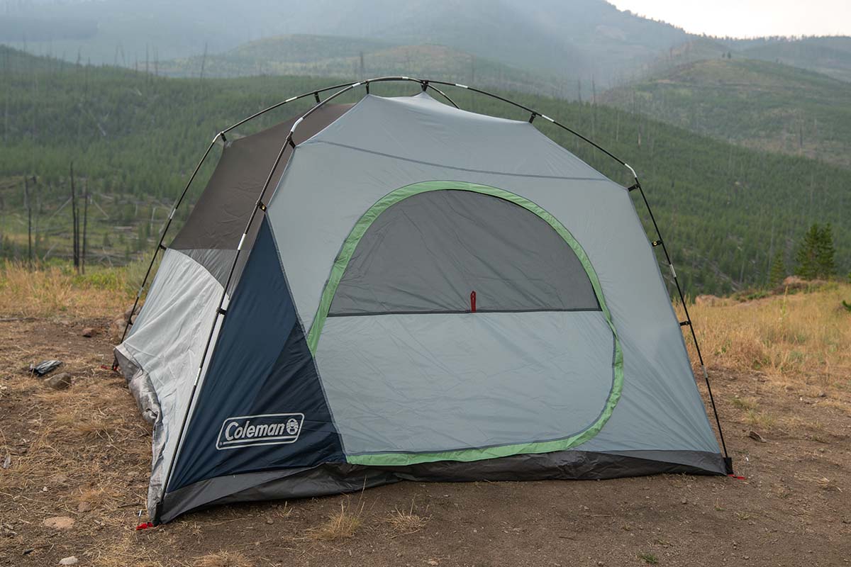 Coleman Skydome 6P camping tent (closeup of tent set up)