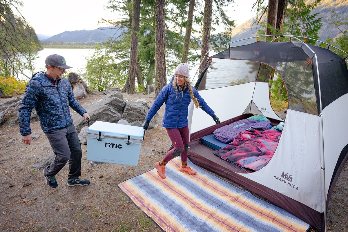 Cooler (carrying RTIC Ultra Light cooler to tent at camp)