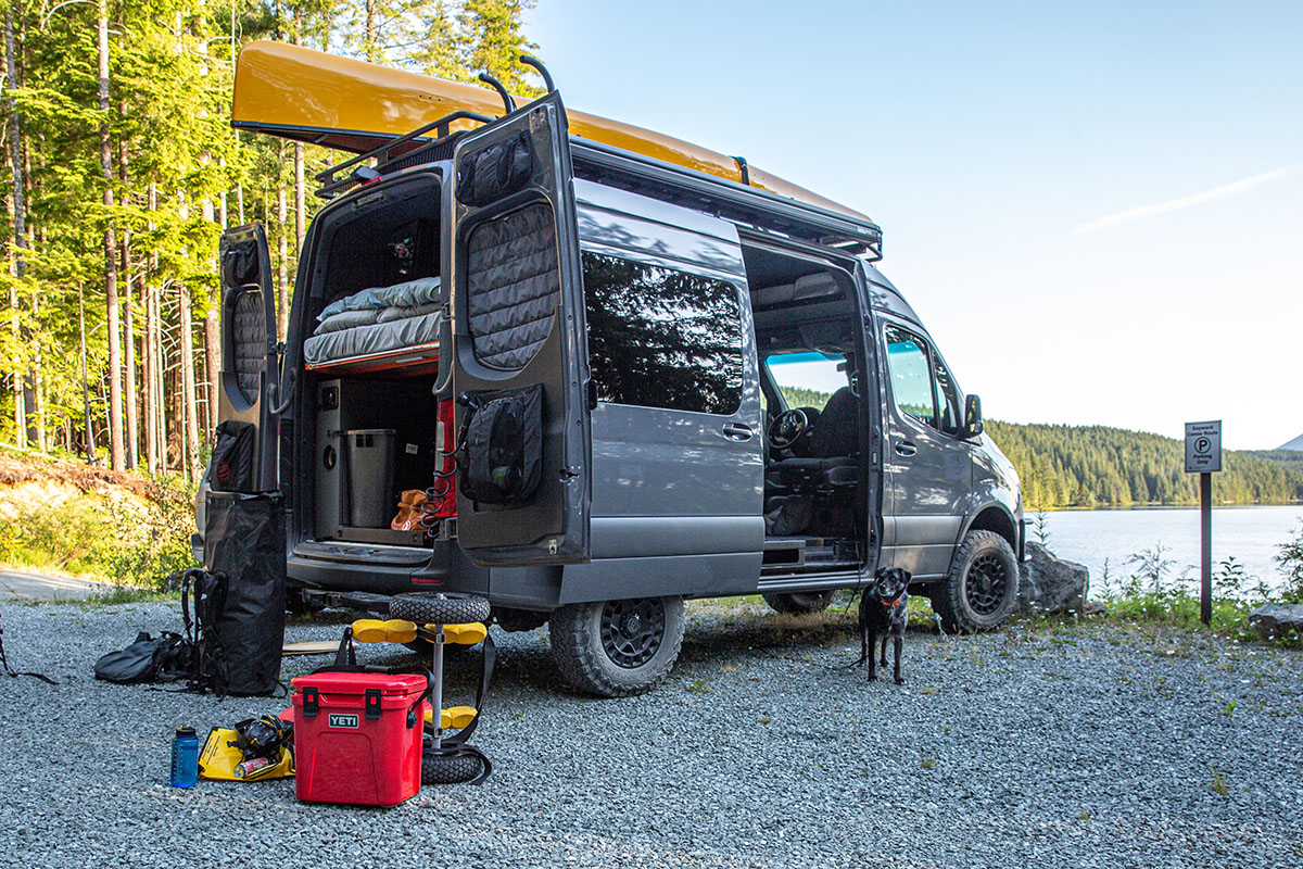 Cooler (Yeti Roadie 24 next to Sprinter van)