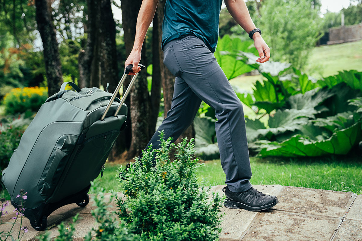 Duffel bag (rolling Osprey Shuttle on path)