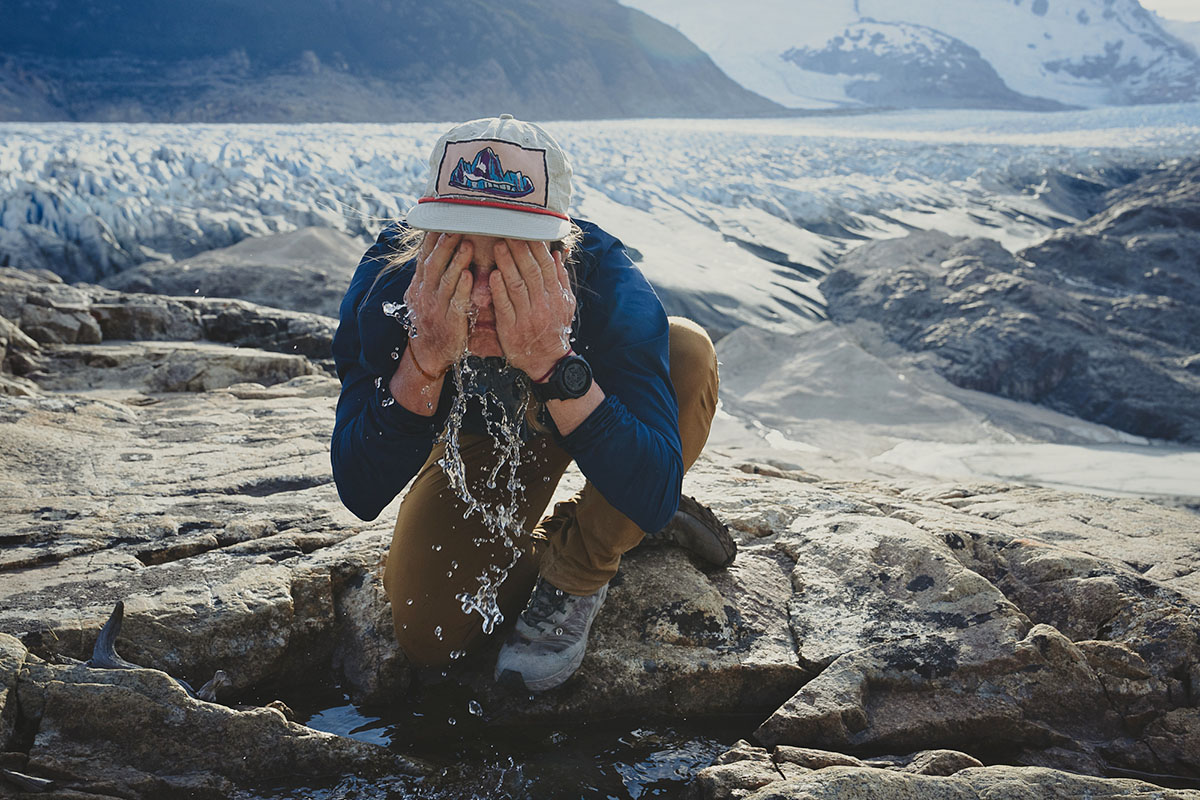 GPS watch (rinsing off in glacial water)