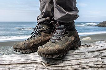 La Sportiva Nucleo High II GTX (standing on log by water)