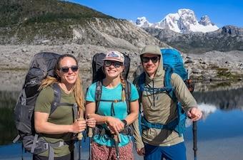 Switchback team testing merino shirts while backpacking