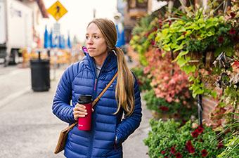 Patagonia Down Sweater Hoody (walking around town)