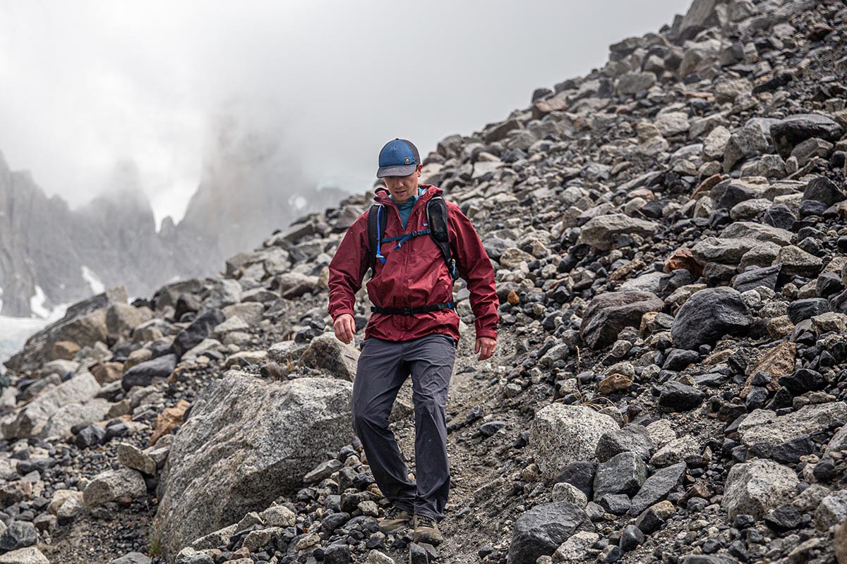 Patagonia Torrentshell 3L (traversing rocky slope)