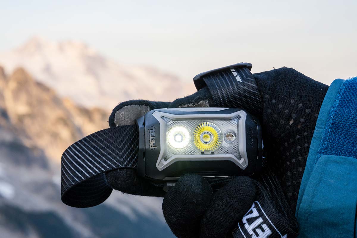 Petzl Actik Core headlamp (one light on)