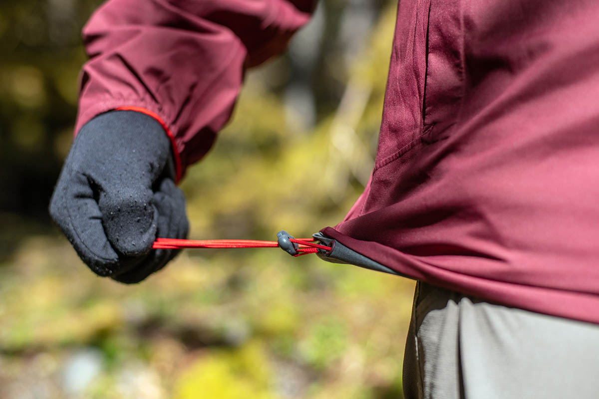 Rain jacket (waist adjustment on the Outdoor Research Motive)