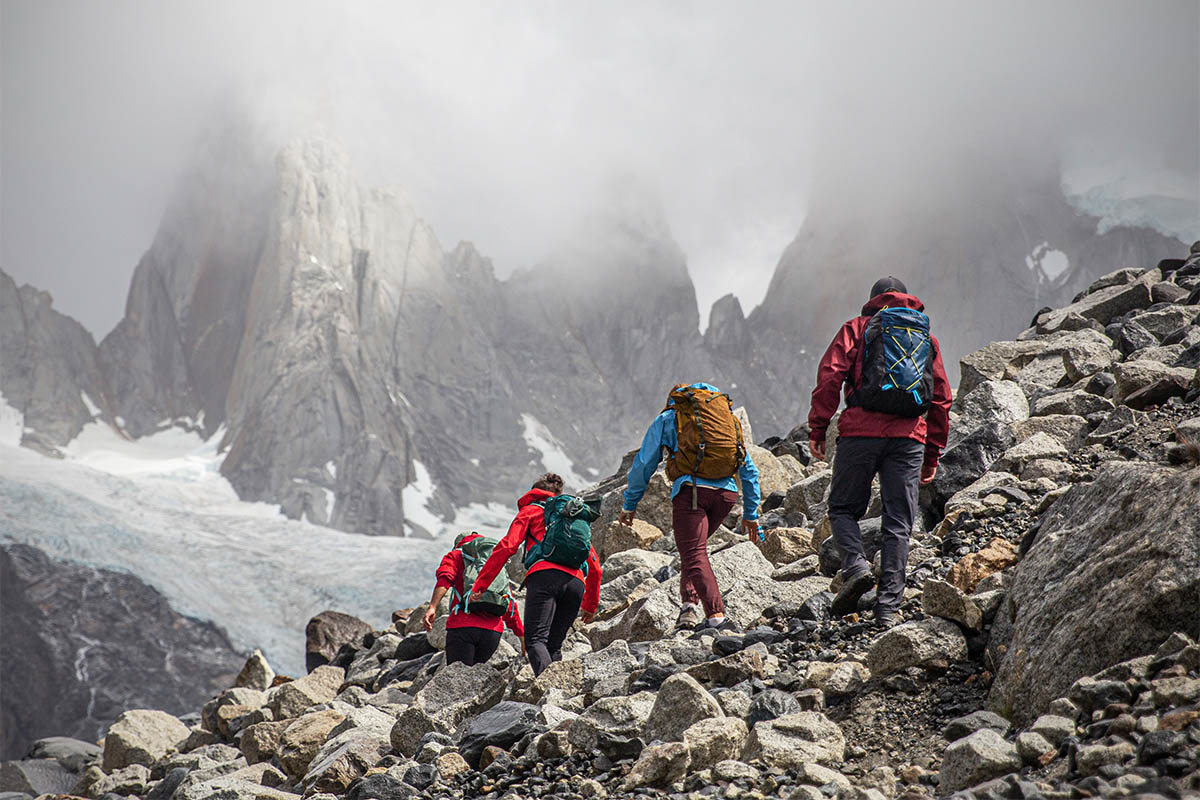 Rain jackets (group shot in Patagonia)