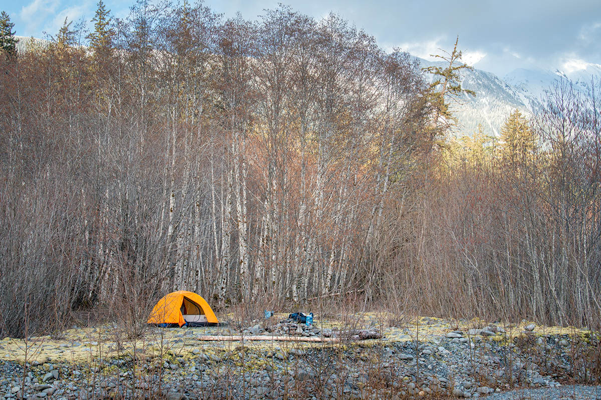 REI Co-op Half Dome SL 2 Plus tent (wide view of camp)