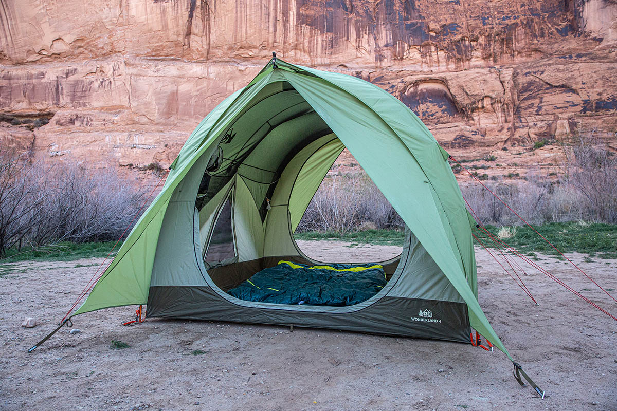 REI Co-op Wonderland 4 Tent (full view of tent with doors open)